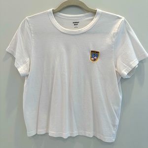 Basic t shirt with flamingo embroidery